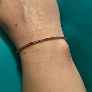 Multi-Color Cubic Zirconia Bolo Bracelet  - 9.5"